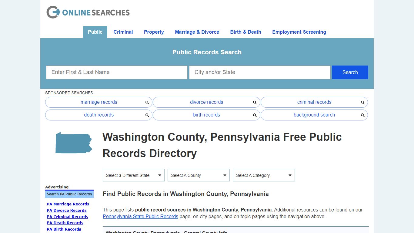 Washington County, Pennsylvania Public Records Directory